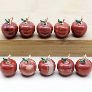 8pcs Elegant Red Apple Charm Pendant